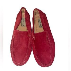 Scandia Woods Men’s Genuine Suede Leather Red Loafers Size 9